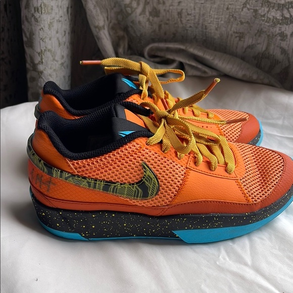 Nike JA 1 Brigit Mandarín and Blue Sneakers with Yellow Accents - Picture 3 of 14